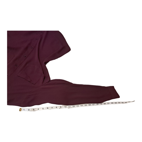 WHBM Women Top #570248767 Button Down Size 8 Poplin Long Sleeve Maroon Pockets - Picture 7 of 14